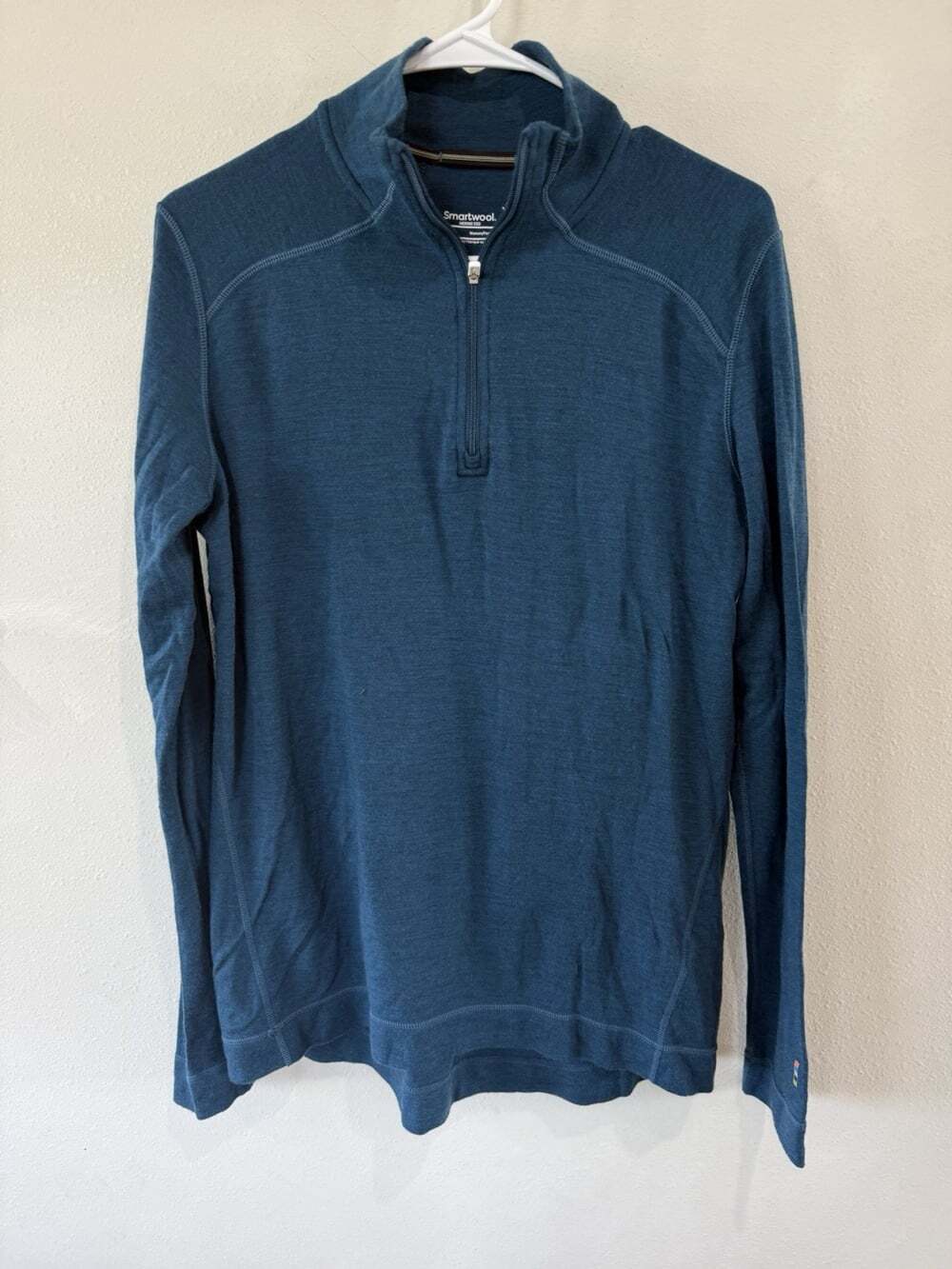 Smartwool 100% Merino Wool Women’s 1/4 Zip Mock Neck XL Extra Large Blue